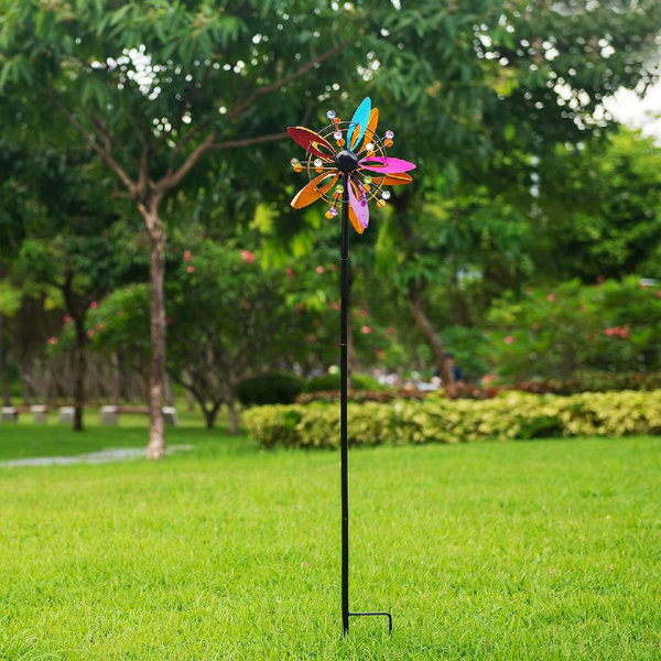 Arlmont & Co. Wind Spinner Outdoor Metal Stake 360 Degrees Swivel Yard